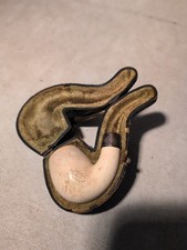 Vtg. Pre-Smoked~ Meerschaum Tobacco Pipe/Broken off Stem/Sterling Trim/ Lot #257