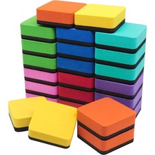 Magnetic Whiteboard Erasers 24pcs, Dry Erase Classroom Office Tools, Multicolor