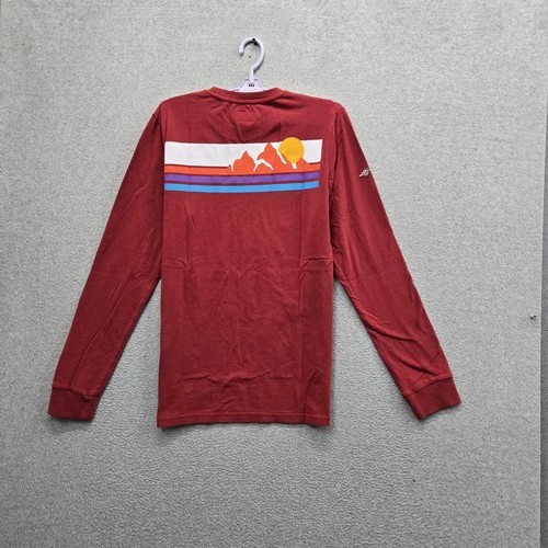 Superdry Men Shirt L Red Graphic Mountains Sun Slim Fit Core Logo Wilderness