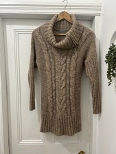 Per Una Size Small Camel Wool Jumper Dress High Cowl Neck