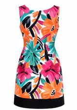 Dress Barn Floral Tropical Sleeveless Sheath Dress Womens Size 10 Career Summer