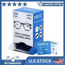 Anti-Fog Glasses Wipes, 110ct Lens Cleaning Wipes for Eyeglasses & Screens