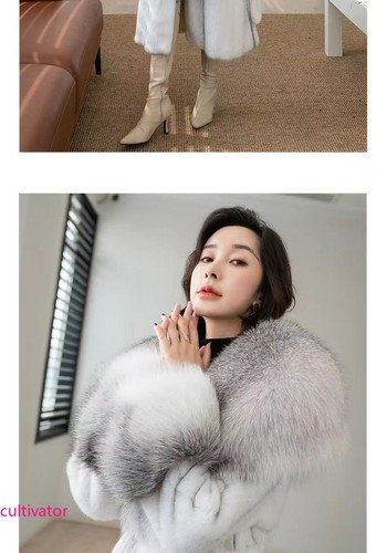 Winter Women's Coat Mink Fur Coat Long Big Fox Fur Collar Thicken Warm Jackets - Afbeelding 15 van 21