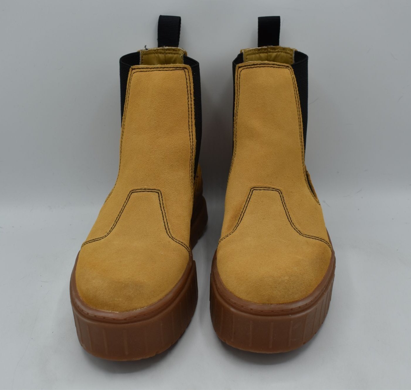 Puma Womens 7.5 Mayze Suede Brown Taffy Tan Platform Chelsea Boots Shoes thumbnail 2