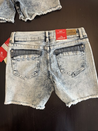 JORDACHE 2 PAIRS Denim Jean MIDI Shorts Girl's Size: 10 EMBROIDERED STARS! - Picture 7 of 12