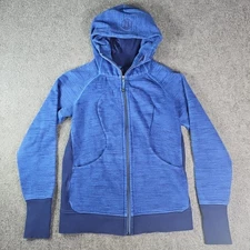 Lululemon Athletica Scuba Jacket Women's 8 Blue  Thumbhole Hooded Full Zip EUC