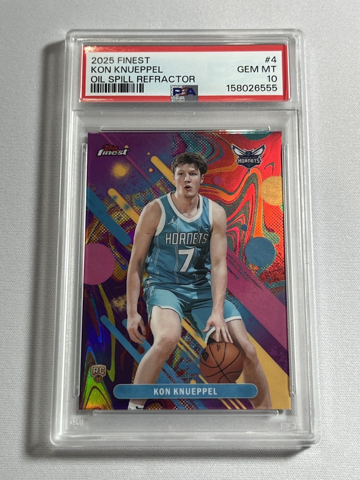 2025-26 Topps Finest #4 KON KNUEPPEL Oil Spill Refractor PSA 10