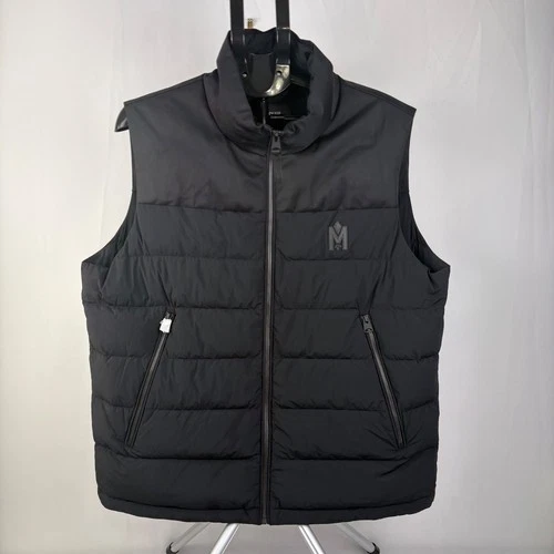 MINT Mackage Bobbie STR Agile 360 Leather Trim Puffer Vest Gilet Black Mens 44 - product listing photo