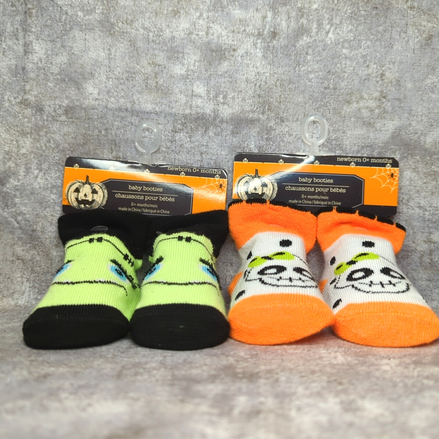 Newborn Halloween Bootie Baby First Halloween Stretch Shoe Sz 0 (Lot of 2)