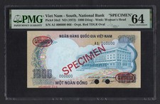 South Vietnam 1000 Dong ND(1972) P34s2  Specimen  Uncirculated Grade 64
