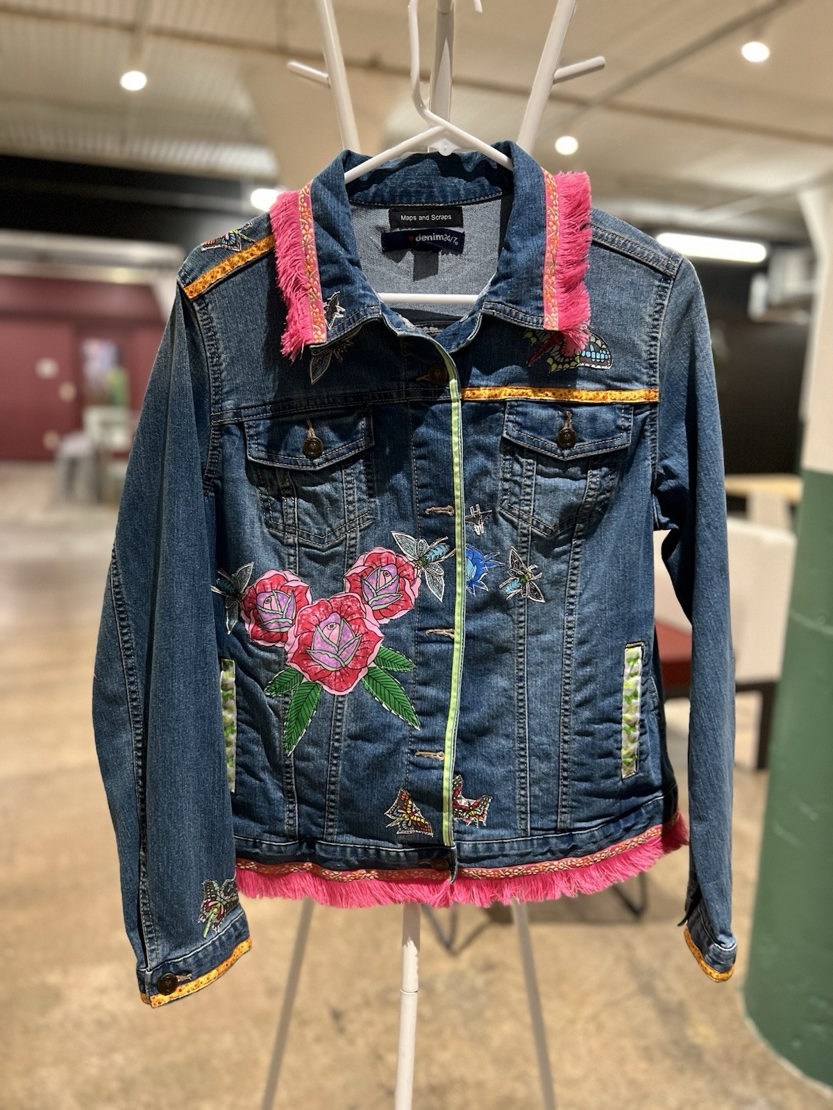 Animal Collage Patchwork Upcycled Jean Jacket - image 2