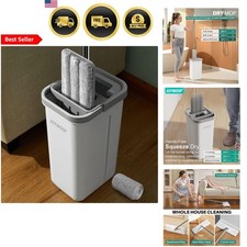 Microfiber Flat Mop and Bucket System for Floor Wall Glass Cleaning 50 inch