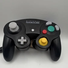 Black Nintendo GameCube Controller – Tested, Cleaned & New Thumbstick Caps (1)
