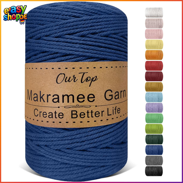 Makramee Garn 3Mm Seeblau 300M Schnur FüR Diy Handwerk Dekoration HäNgepflanze-image