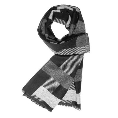 Mens Winter Scarf Cashmere Feel Warm Scarves Long Plaid Tassel Scarf for Men ...