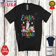 Happy Easter; Wonderful Custom Name Llama Bunny Rabbit Eggs Basket; Family Shirt