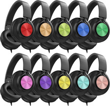 Classroom Headphones Bulk 10 Pack - Wired Headphones for Kids for School, K-12 S