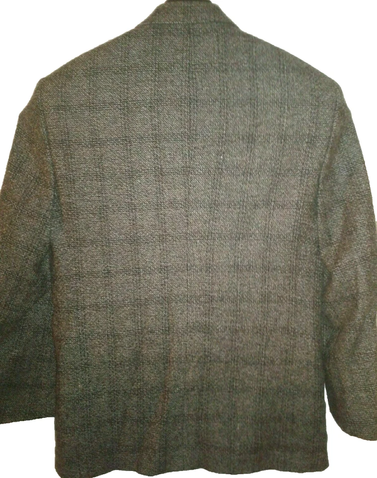 Henry Grethel Твидовый Sport пальто куртка Blazer мужской размер 43R шерсти серый чек - Изображение 3 из 4