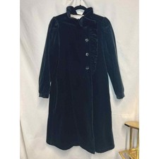 Vintage 1970’s-mhi Victorian Velvet Corduroy Overcoat-black-size 8p
