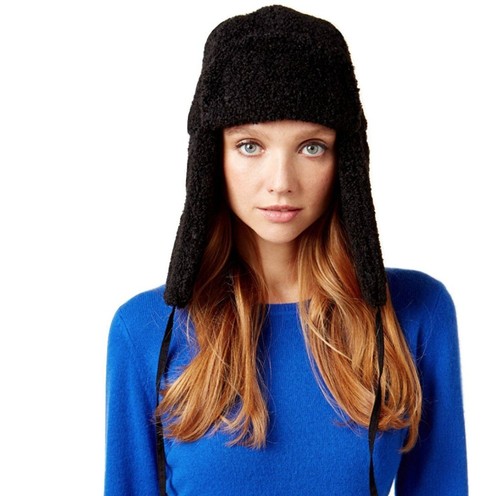 Hat Curly Faux Fur Trooper Black 