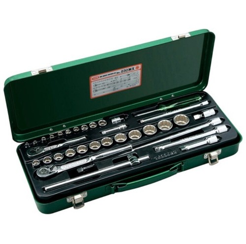 TONE OEM 230MX 1/4" 3/8" 6,12pt Mix Socket Wrench Set 33 Tools JAPAN - Picture 2 of 4