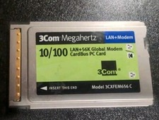 3Com Megahertz CardBus 10/100 Ethernet LAN  Modem PC Card XJACK 3CXFEM656C