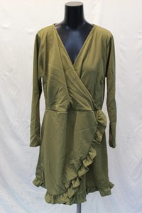 green ruffle wrap dress