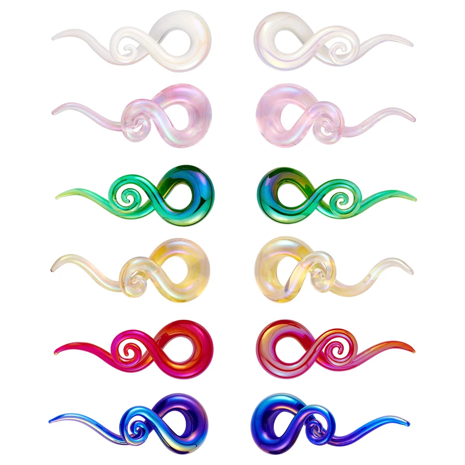 2件装手工玻璃螺旋锥形塞耳规扭转拉伸器4G-14毫米全新 — 第 3/4 张图片