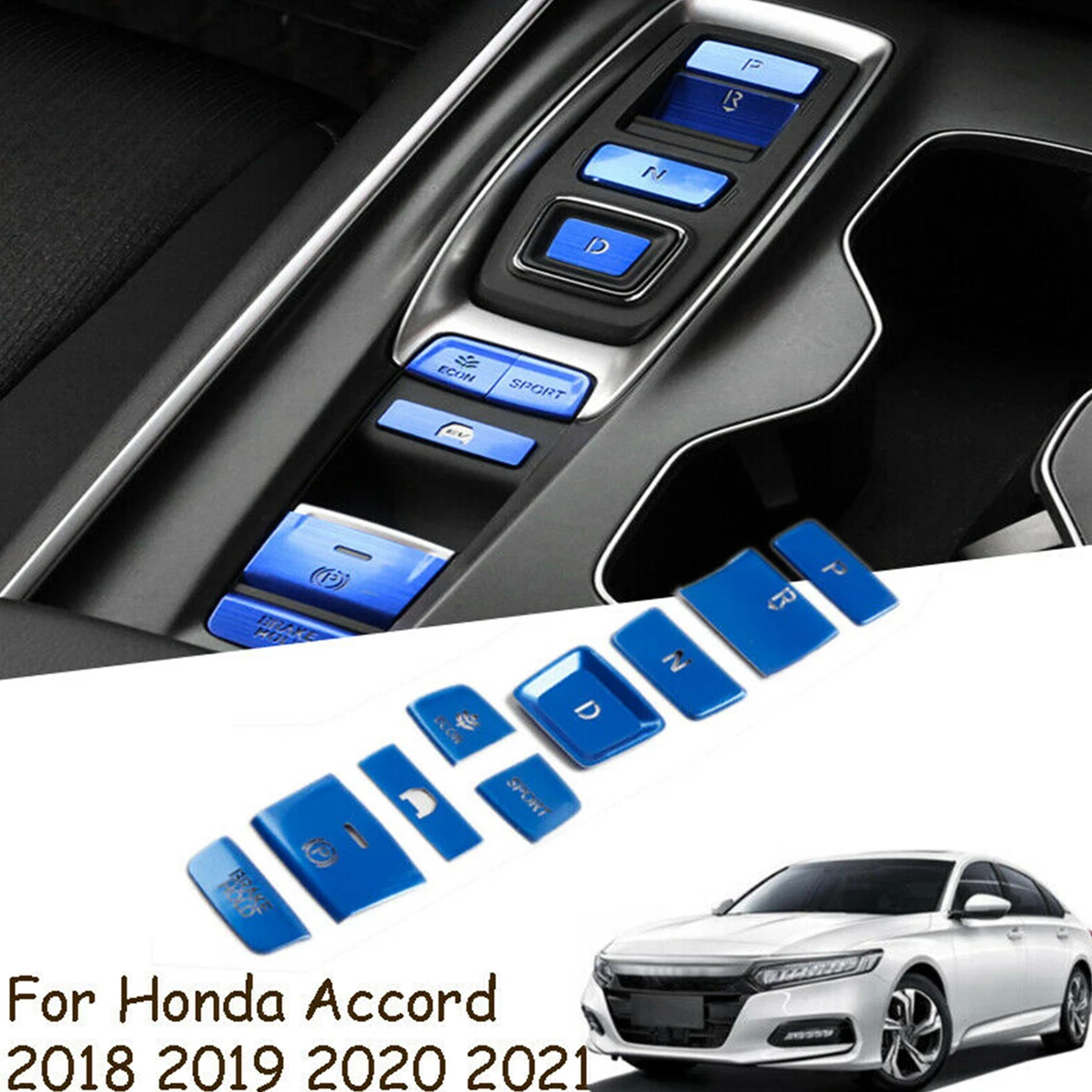 10 Pack Glossy Black Gear Shift Switch Button Cover Guard For Honda Accord 2018-2021