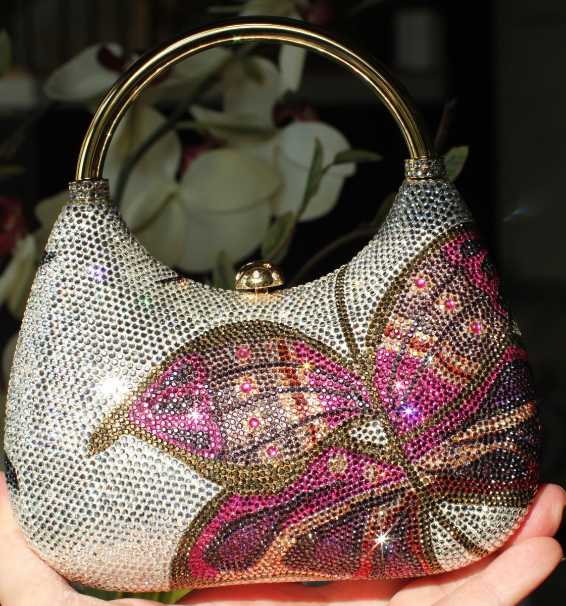 JUDITH LEIBER BUTTERFLY TOP HANDLE GEM SWAROVSKI CRYSTAL