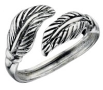 Elements 925 Oxidised Sterling Silver Ladies Wraparound Feather Toe Ring