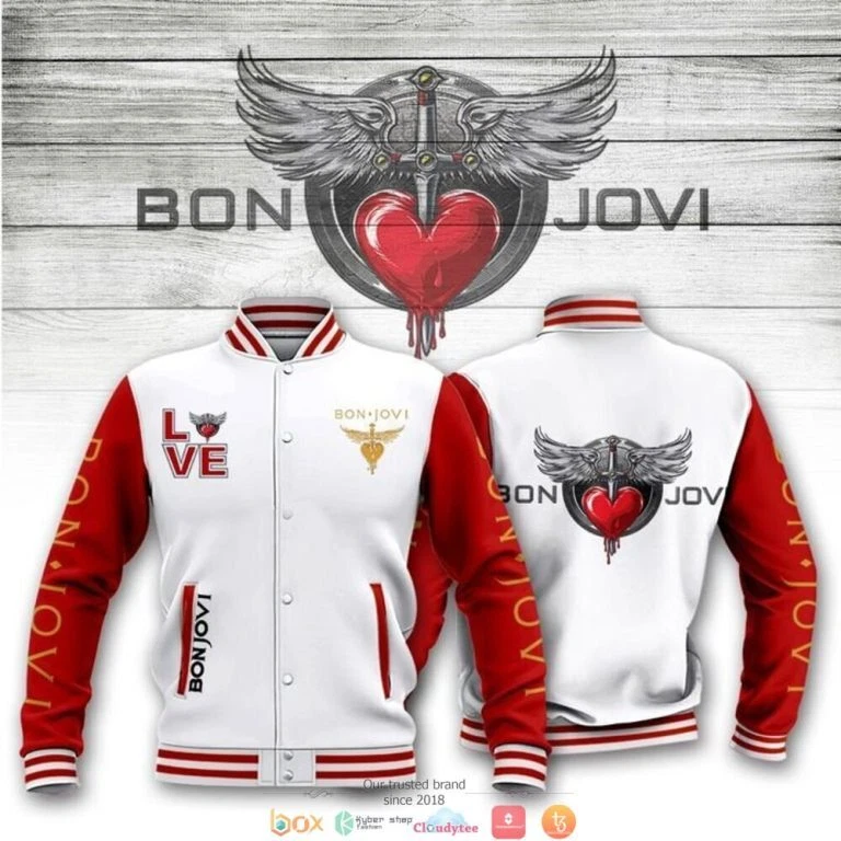 Bon Jovi White Red Baseball Jacket