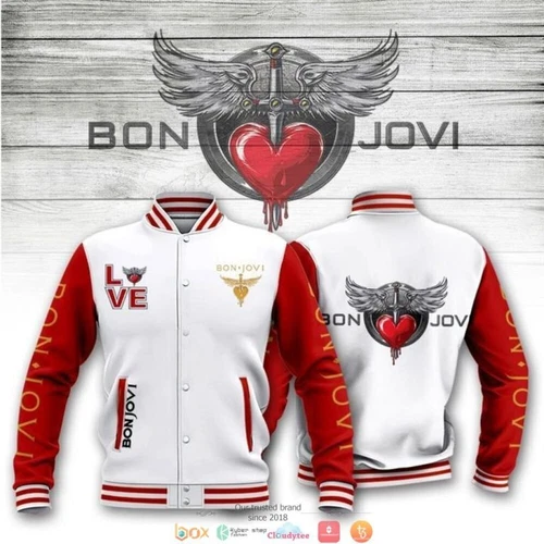 Bon Jovi White Red Baseball Jacket