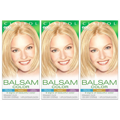 Pack of (3) New Clairol Balsam Permanent Hair Color, 600 Palest Blonde
