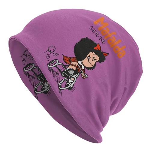 Mafalda Riding A Bike Skullies Beanies Caps Knit Hat Adult Quino Bonnet Hats - Picture 18 of 37