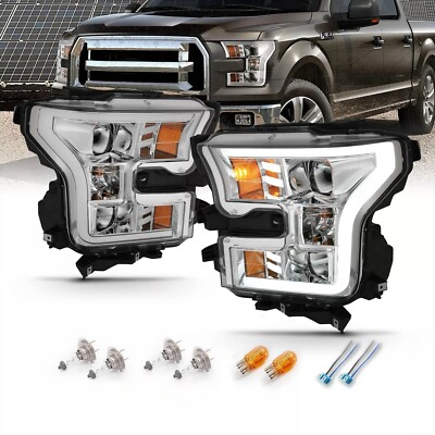 Für Ford F150 15 - 17 Projector Scheinwerfer LED Tube 2017 16 2015 2016 chrom