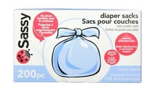 Sassy Baby Disposable Diaper Sacks 200 Ct Fresh Powder Scent Easy Dispenser Box