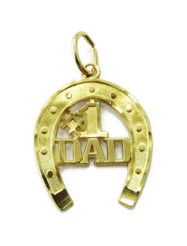 10K Yellow Gold Number #1 Dad Horseshoe 