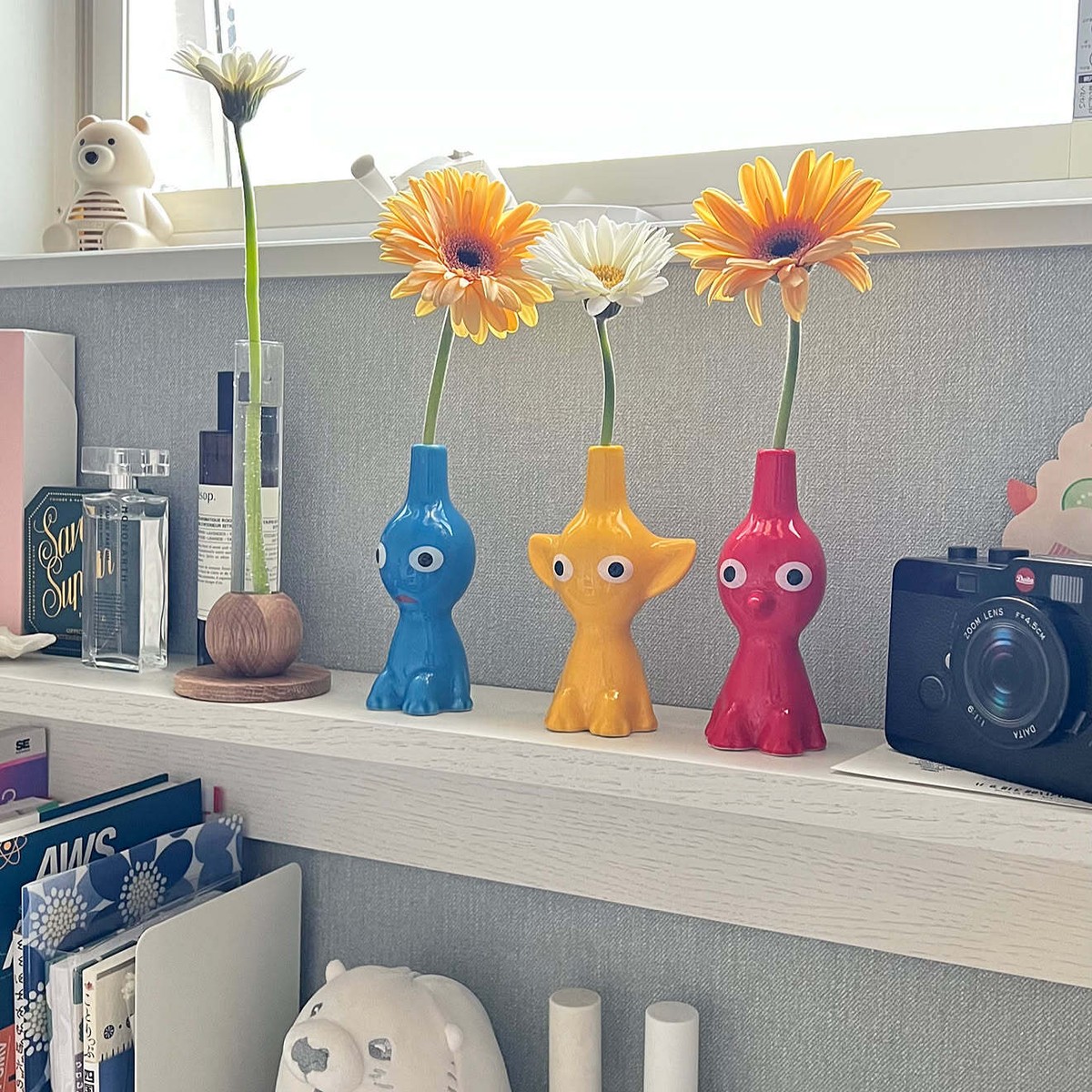 Pikmin Flower Vase Red Blue Yellow set Nintendo Tokyo Japan