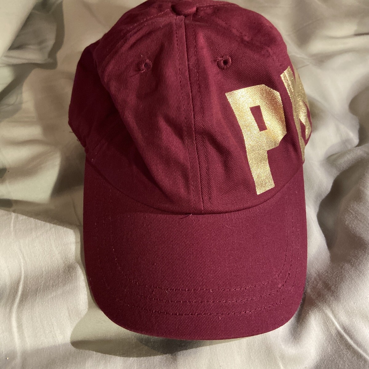 Victoria Secret Pink Baseball Cap Maroon Gold Adjustable  display picture 2