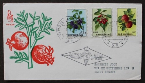 SC50 SAN MARINO 1973 Three FDC's Fruits - Picture 5 of 6