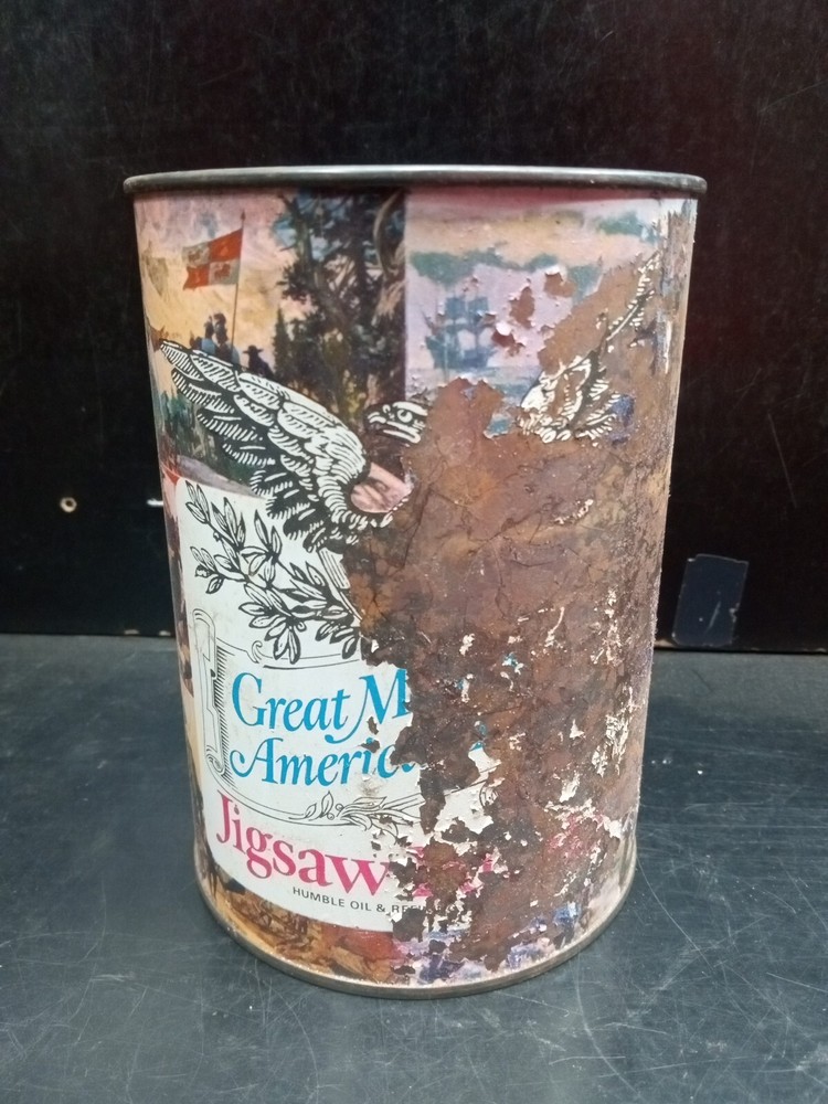 Great Moments in American History Vintage Puzzle Humble Oil & Refining Co Tin