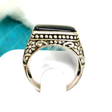 Sterling Silver Purple Abalone Stacked Ring 925 Rectangle Ornate Design Womens 7
