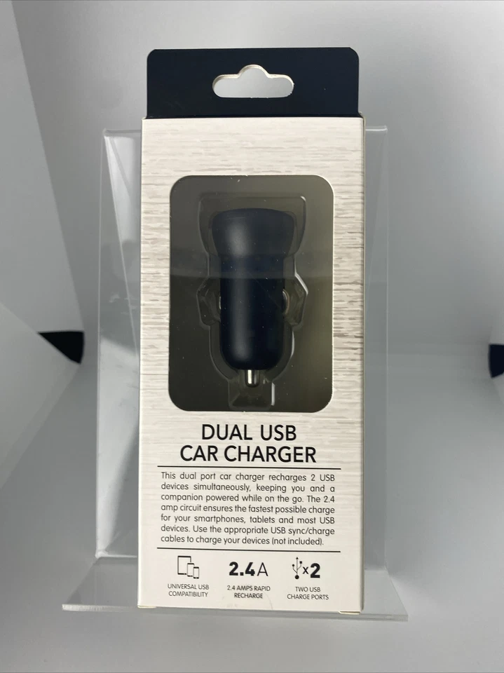 Carregador de carro USB duplo 2,4 ampères porta dupla - Preto - Imagem 2 de 2
