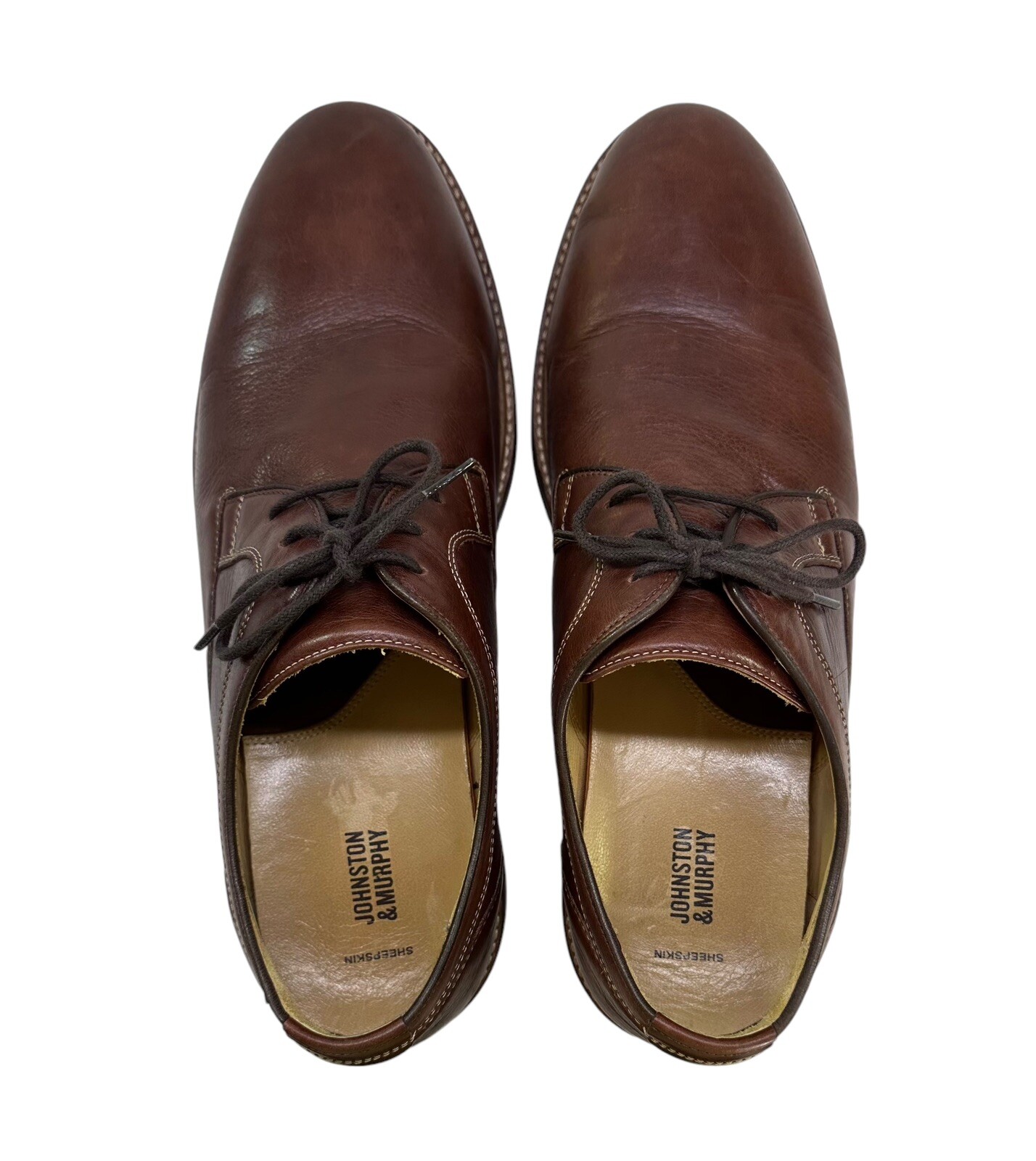 SAOLA Scarpe uomo Johnston & Murphy pelle marrone barlow pizzo tabacco taglia 13 M