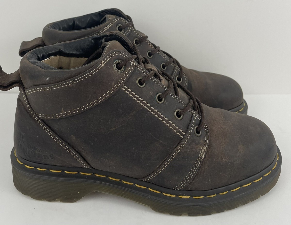 Dr. Martens Brown Ankle Boots Brown Leather Yellow Stitch 12119