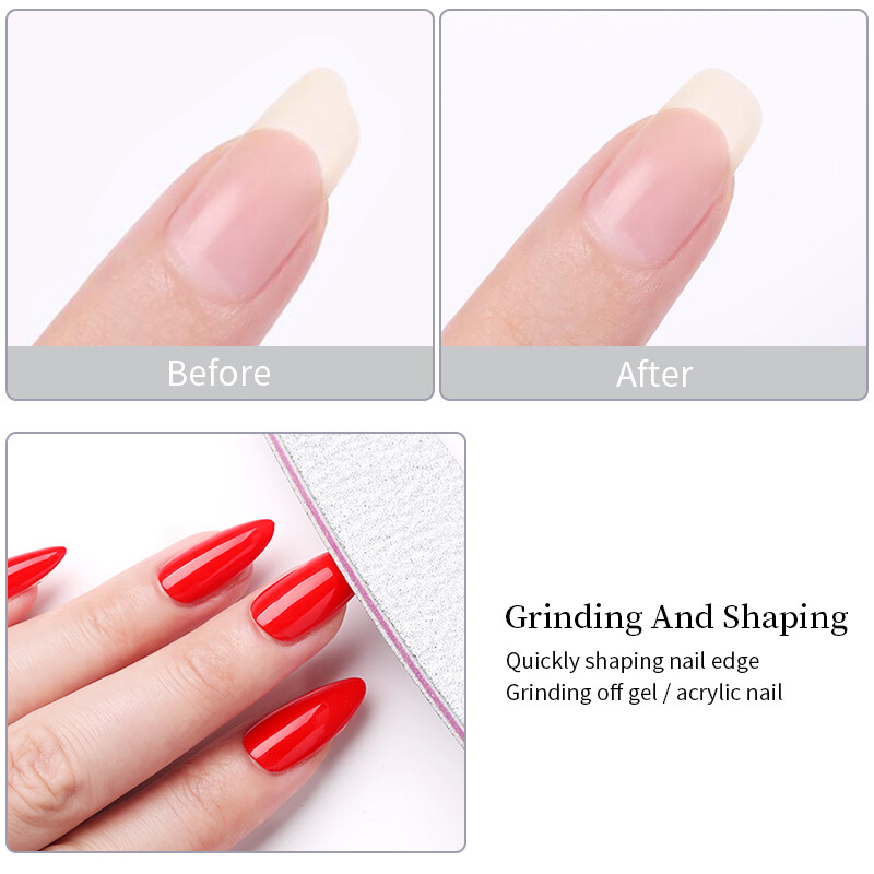 White Half-moon Nail Art Sanding File Buffer Acrylic Gel Tips Shape Tools DIY