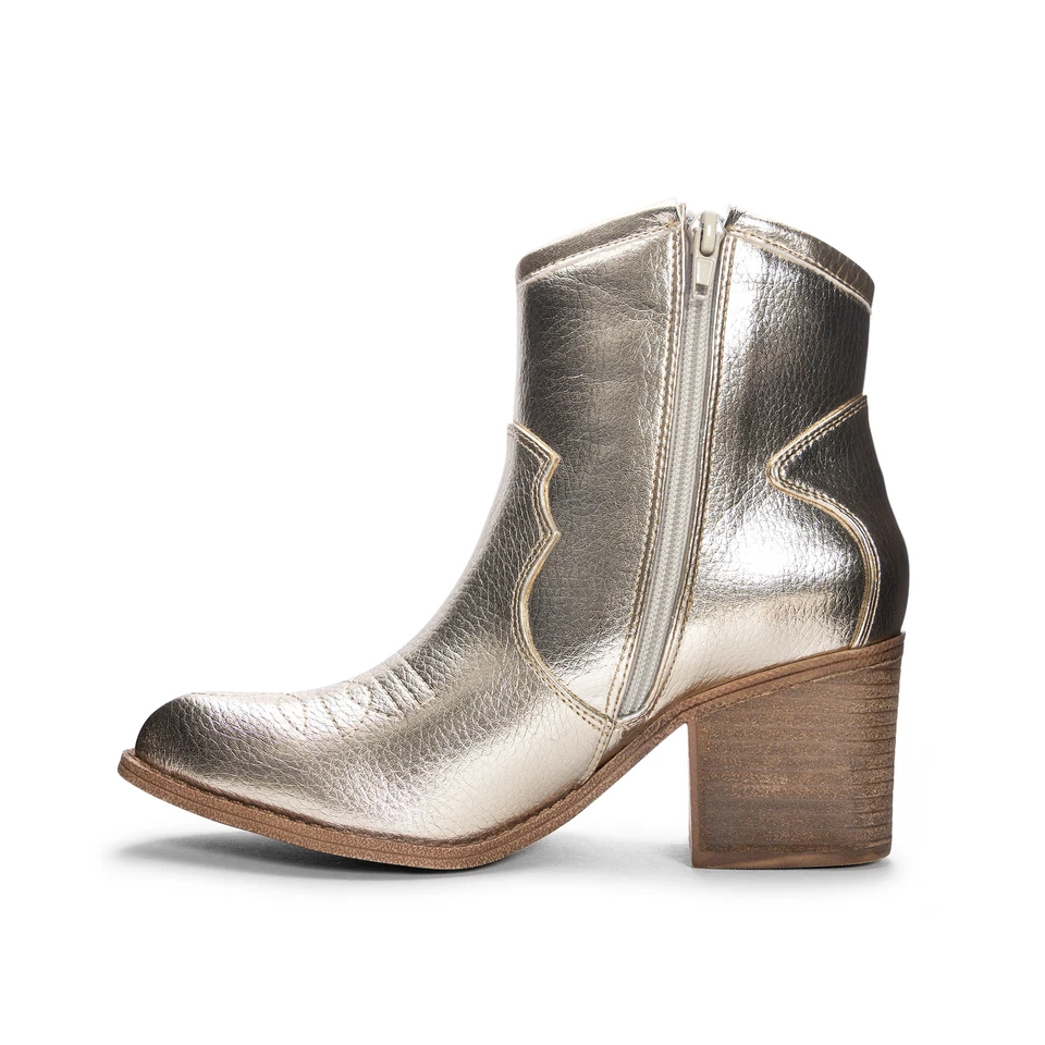Botines occidentales Dirty Laundry Unite dorados metálicos de tacón bloque con cremallera metálicos Foto 4 de 4