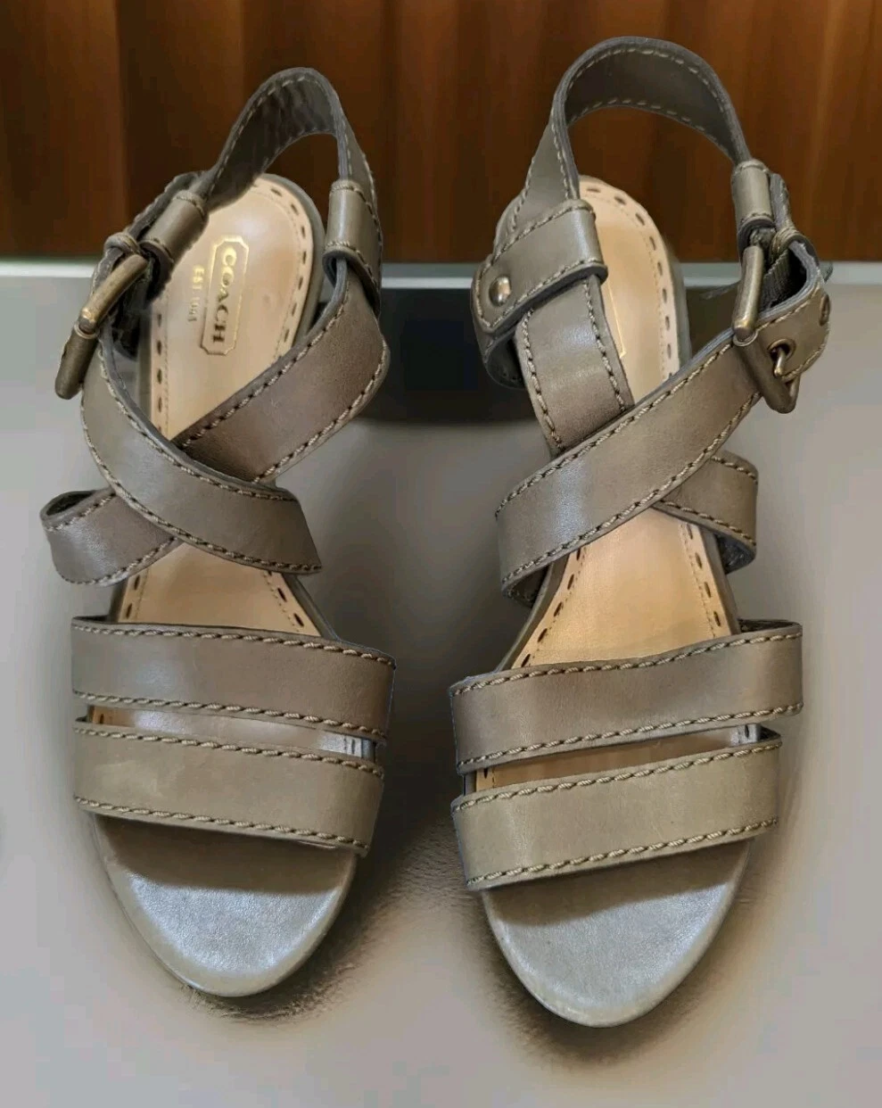 Scarpe con tacco Coach Rapture punta aperta slingback misura 8 5