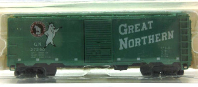 N SCALE BROOKLYN LOCOMOTIVE WORKS 40' BOXCAR GREEN GREAT NORTHERN Rail # 27290